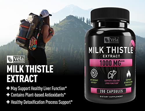 Milk Thistle Extract 1000Mg Capsules | 200 Servings Support Healthy Liver Function & Overall Wellness | Antioxidant Support, Liver Function Support, Detoxification Support | Non-Gmo, 3Rd Party Tested #TOP5