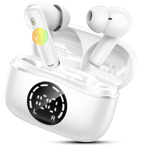 Auriculares Inalámbricos Bluetooth, Auriculares Bluetooth 5.4 HiFi Estéreo, 48H Cascos Inalambricos Bluetooth con ENC Reducción de Ruido, Pantalla LED, Carga Rápida USB C, IPX7 Impermeable Audifonos
