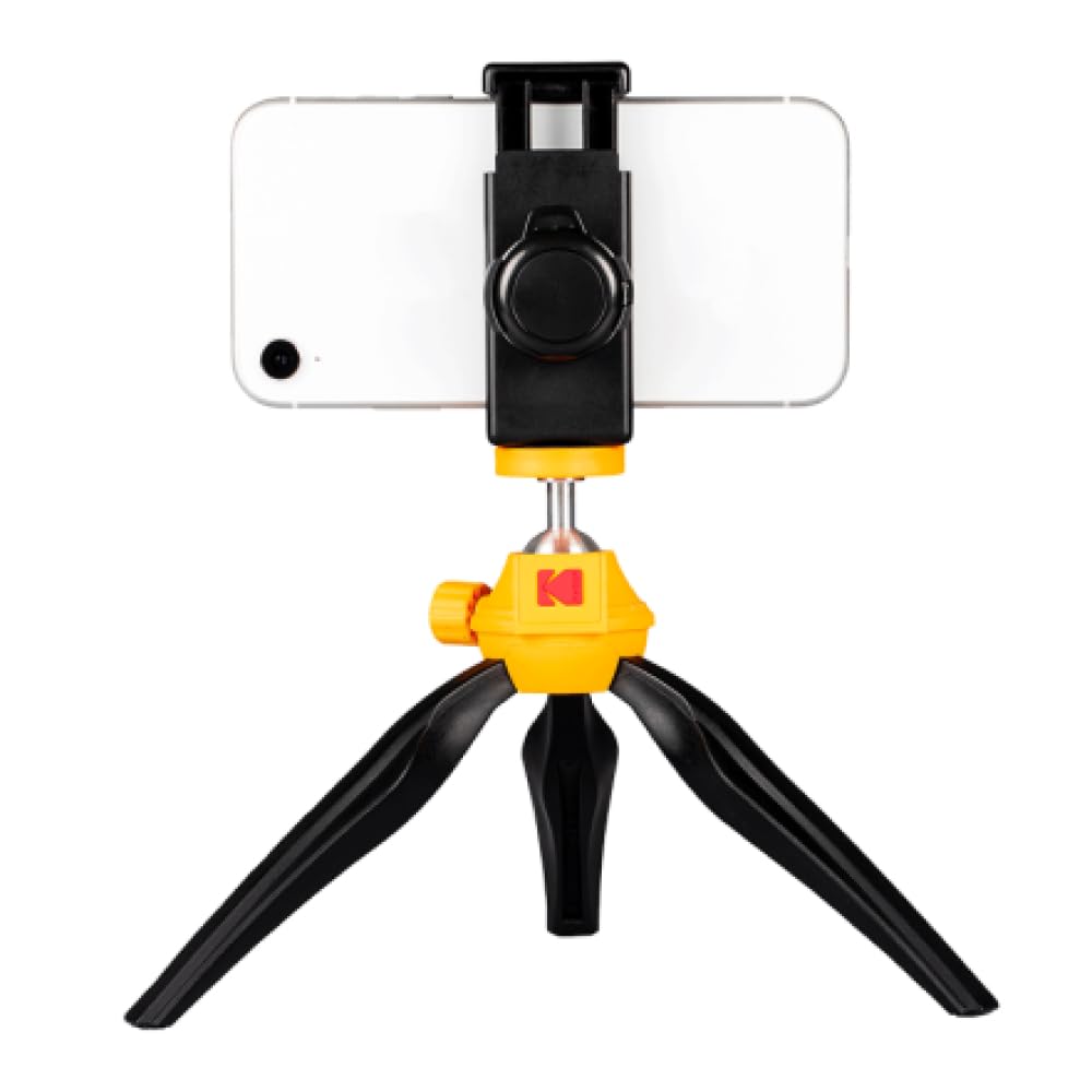 KODAK Smartphone Tripod - Vlogging Trépied/poignée pour smartphones et caméras avec système de fixation à vis ¼ (Parfait pour les Vlogs/Vlogging, Déclencheur à distance Bluetooth amovible)