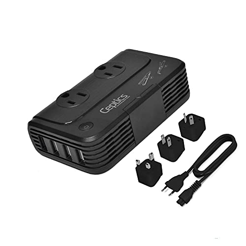 One-Day Sale: Up to 80% Off 230 W Voltage Converter by Ceptics, Convert 220 V to 110V for Devices Like Curling Iron, Straightener, Chargers, Step Down World Power Plug - 4 USB Charging Fast QC 3.0 - EU/AU/UK/US Included