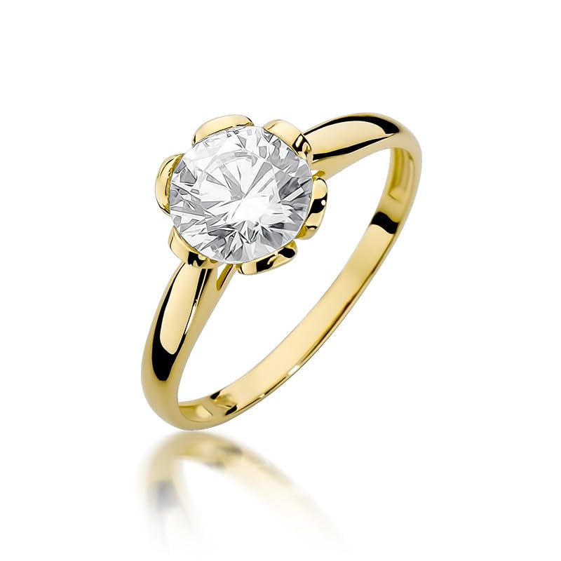 Bague élégante pour petite amie MARKO en or véritable avec un grand zircon chic