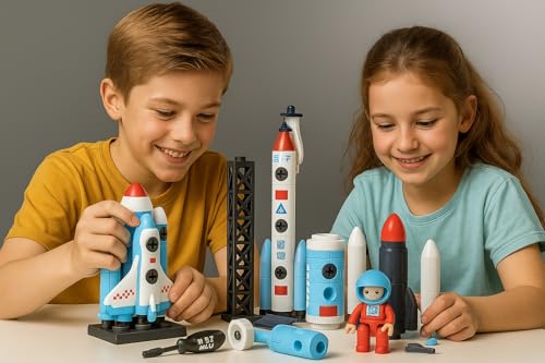 Image of Umadiya Take Apart Space Toys, Assemble Educational STEM Toys Spaceship Playset Space Shuttle, Rocket, Astronaut Figures Cake Decoration Space Cake Topper Gift for 3Yr+ Boy Girl