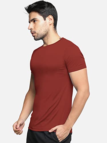 Image of BULLMER Solid Cotton Blended Half Sleeve Round Neck Tshirt for Men