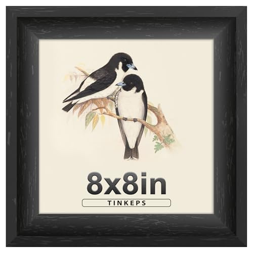 Image of 8x8 Picture Frame Black, 1.37-Inch Curved Extra Wide Edges, Vintage Style Picture Frame 8x8 inches for Wall Decor