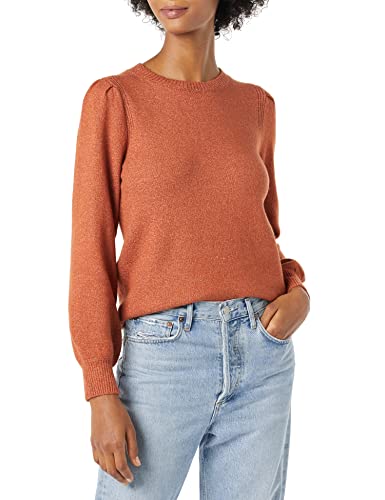Image of Amazon Essentials Women's Relaxed-Fit Soft Touch Long Sleeve Pleated Shoulder Crewneck Sweater