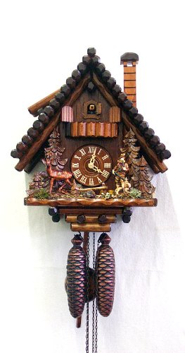 August SchwerCuckoo Clock Black Forest House, Hunter, Deer