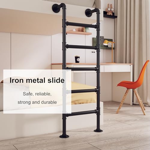 Robuste Stahl-Trittleiter für Dachboden, Wandmontage, Hochbettleiter für Innen- und Außenbereich, Klettern, Keller, Leiter mit stabiler Metalltreppe, Weiß (147,3 cm)