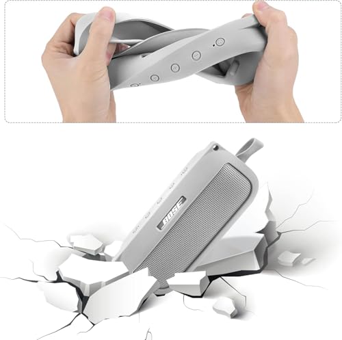 Image of co2CREA Soft Silicone Case Replacement for Bose SoundLink Flex Bluetooth Portable Speaker (Silicone Case, White Smoke Case)