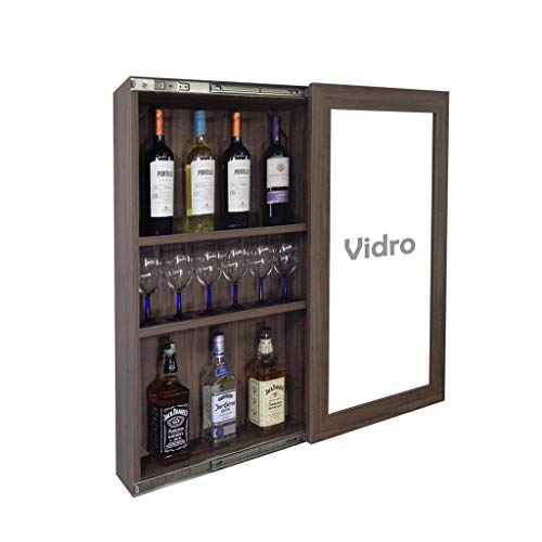 Bar Adega Peq para Vinhos e Bebidas Cristaleira Suspenso de Parede para Sala Estar ou Jantar Versati