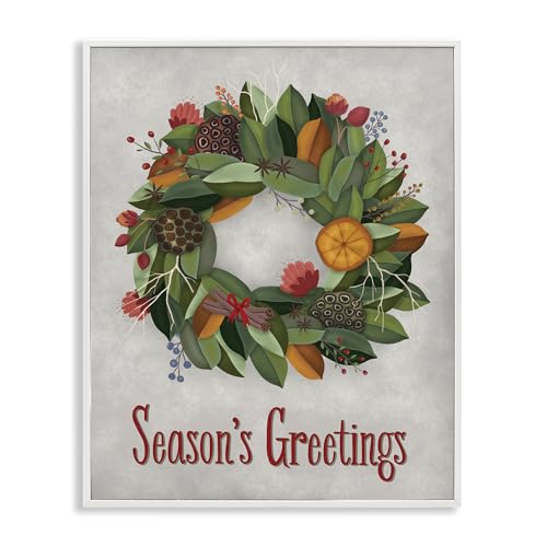 Holiday Greeting Potpourri Wreath, 16 x 20 Inch Framed Giclée Print