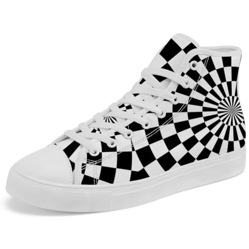 Checkered High Top Canvas Shoes Psychedelic High Top Sneakers for Women Men