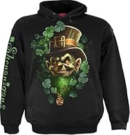 This little green guy has the luck of the Irish. At the farthest reaches of a rainbow, a mischievous Leprechaun ruthlessly guards his pot of gold. Powerful enchantments ensure that no meddlers get their greasy paws on his glittering fortune. Hoody Bl...