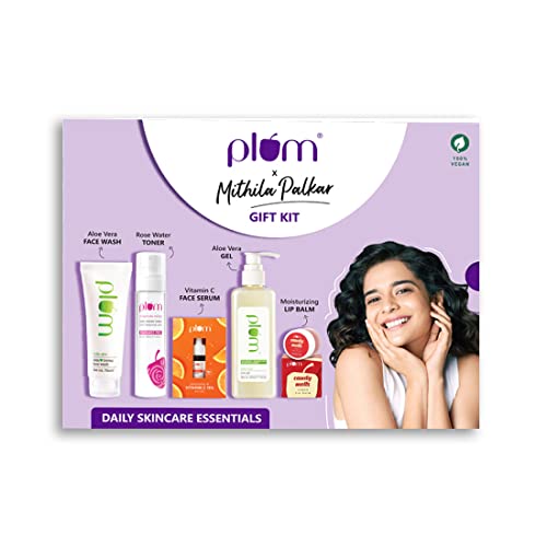 Plum Daily Skincare Essentials | Mithila Palkar Gift Kit| For Nourished & Glowing Skin | All Skin Types | 100% Vegan | Valentine’s Day Gift