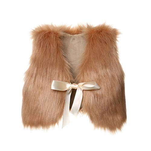 0-5T Infant Baby Girls Winter Outwear Coat Warm Toddler Faux Fur Wool Vest Waistcoat Jacket Clothes (Light Brown, 4-5 Years)