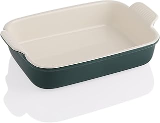 SWEEJAR Ceramic Baking Dish, Large Rectangular Bakeware, 3.5 Quart Casserole Dish with Double Handles, Lasagna Baking Pan ...
