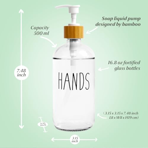 Image of LOOCHICA Clear Glass Soap Bottle - Hands Free Dispenser for Kitchen or Bathroom