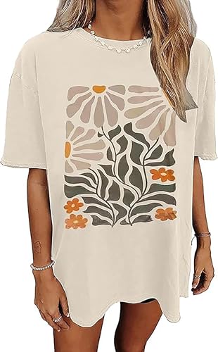 Women's Oversized Vintage Floral Graphic Tee - Wildflower T-Shirts