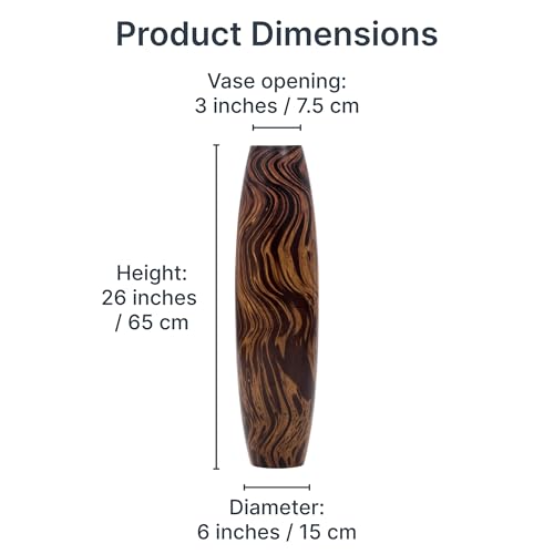 Image of Leewadee Large Floor Vase 26 inches Mango Wood for Pampas Grass, Dried Flowers