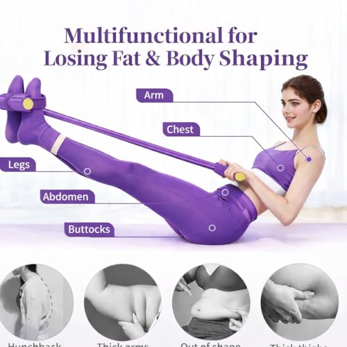 Image of RENRANRING Yoga Pedal Puller Resistance Band-4 Pull Reducer Tummy Training Foot Pedal Exercise Fitness Band, Body Building Stretching Band Men and Women