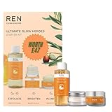REN Radiance Ultimate Glow Heroes Starter Kit, Ready Steady Glow Daily AHA Tonic 100ml, Dark Circle Eye Cream 5ml, Glow Daily Vitamin C Gel Cream 15ml, Gift Set