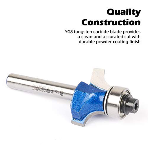 Kowood Plus Round-Over Router Bit Set, 1/4 Inch Shank, Radius In 1/8”, 5/32”, 3/16”, 1/4”. With Updated Kowood C3 Carbide. Great For Round Edges, Ideal For Table, Drawer Or Cabinet Edges #TOP3