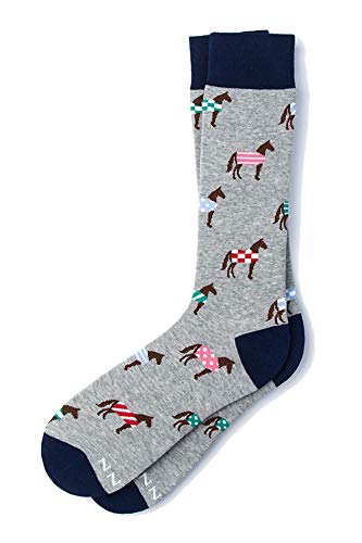 Alynn Men's Hipster Horse Blanket Derby Contemporary Crew Dress Socks - Main Image