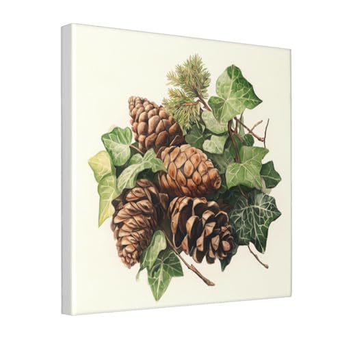 Lienzo de piñas de acuarela Woshuwo enmarcado de alta calidad decorativo