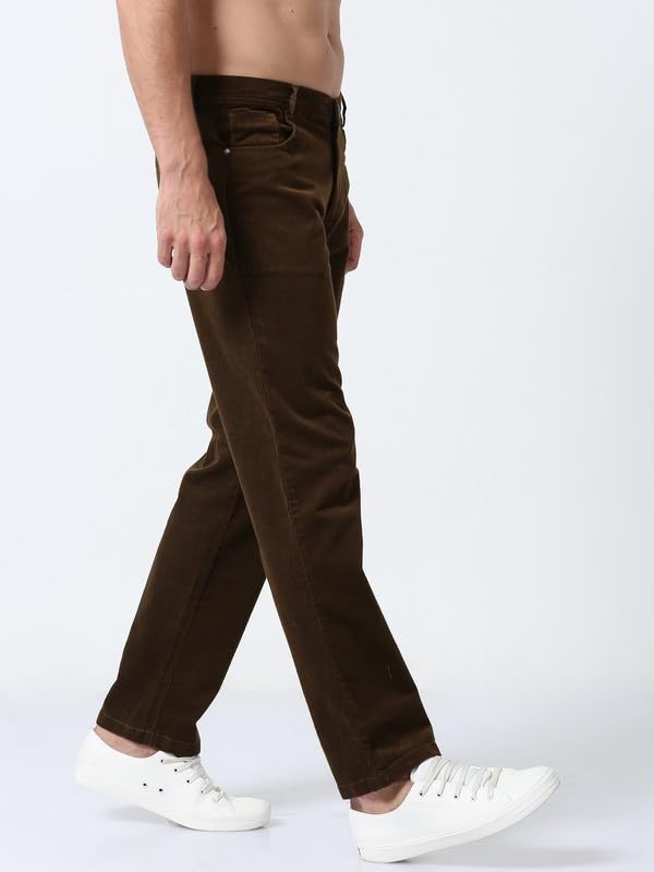 Image of NEVER NEUD Men's Corduroy Trousers | Stylish Straight Fit 4 Pocketed Corduroy Pants for Men | 98% Cotton 2% Elastane | Mid Rise | Comfortable Casual Regular Fit Pants | Button Closure