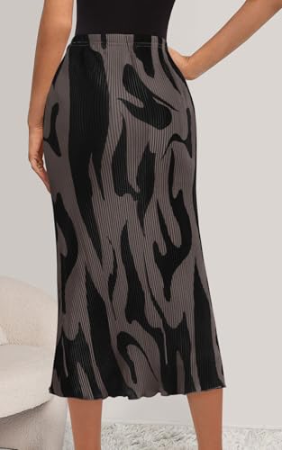 PRETTYGARDEN Women's 2025 Summer High Waist Graphic Print A Line Pleated Long Skirts for Women Trendy Plisse Midi Skirt3