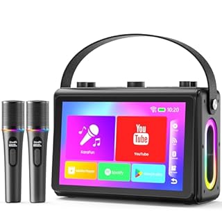 Karaoke Machine for Adults, Built-in 10.1" HD Lyrics Screen, Supports WiFi Bluetooth HDMI USB and TF, Portable Karaoke Player with 2 Wireless Microphones for Home Party Family Gathering