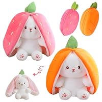BGTLJKD Osterhase Plüschtiere, 2PCS Hasen Verstecken, Erdbeerhasen Karotten Hasen Kuscheltier, Verstecken Osterhasen Stofftier, Gefülltes Plüschtier Ostergeschenke Für Kinder, Jungen, Mädchen
