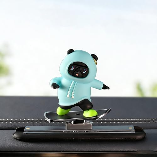 H-Quenby Skateboard Bear Car Dashboard Ornament for Tesla Model Y RWD 2024, Sliding Car Interior Decoration Cool Auto Accessories Gift,Blue