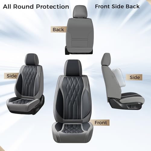 Coverado Front Seat Covers, Car Seat Protector, Waterproof Nappa Leather Cushion, Fit for Most Sedans SUV Pick-up Truck-Gray&Black by Coverado - Used condition - Image 7
