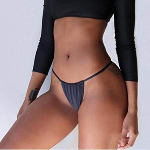 CAVIVI Bas de Bikini pour Femmes Taille mi-Longue Slip froncé Maillot de Bain Short sous-vêtements Sexy Slip de Bikini en Dentelle Culotte,Noir Cover