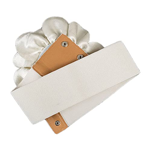 Women Big Floral Elastic Wide Waist Belt Stretch Cinch Waistband Decorative with Flower for Dress2