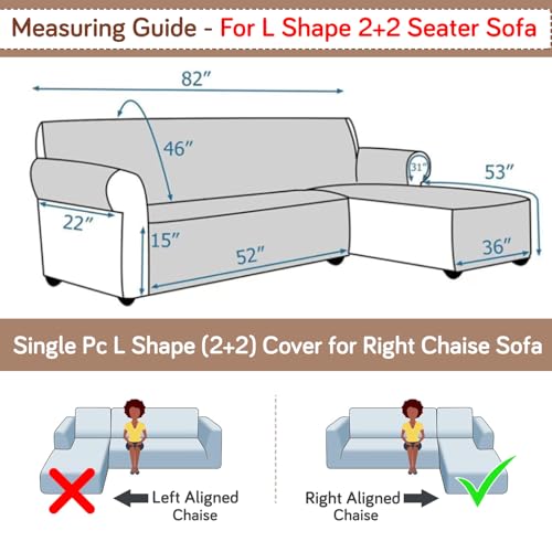 Image of HOKIPO 'Elira Series' Printed Quilted One-Piece L Shape 4 Seater (2+2) Sofa Cover Mat with Right Chaise | Anti-Slip Backing & SecureFit Belt, Beige Abstract Geometry (AR-6228-C3)