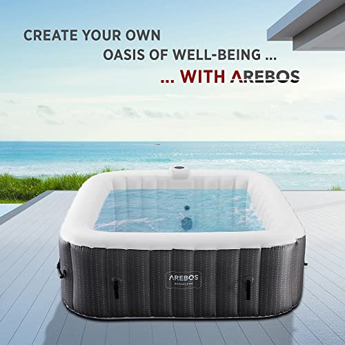 Arebos-Whirlpool-inflable-interior-y-exterior-185-x-185-cm-6-personas-130-boquillas-de-masaje-con-calefaccion-910-litros-Incluye-cubierta-Bubble-Spa-Wellness-Masaje Arebos-Whirlpool-inflable-interior-y-exterior-185-x-185-cm-6-personas-130-boquillas-de-masaje-con-calefaccion-910-litros-Incluye-cubierta-Bubble-Spa-Wellness-Masaje