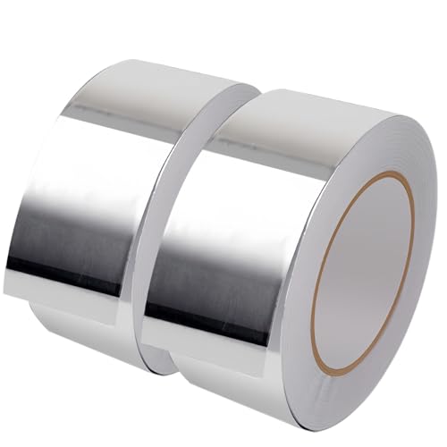 Image of Astimesa Heavy Duty Aluminum Foil Tape for Ductwork, 2 Inch x 44 Yd 3.9 Mil High Temperature HVAC Tape, Waterproof Silver Metal Tape, Strong Adhesive Dryer Vent Tape for Hose Exhaust Pipe (2)
