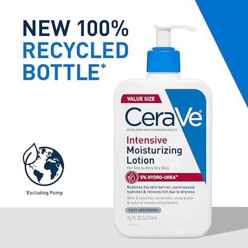 Image of CeraVe Intensive Moisturizing Lotion, Hydro-Urea + Shea Butter, Body Lotion For Dry Skin, Relieves Signs Of Extra Dry Skin, Non Greasy Hydrating Cream For Rough, Tight, Red & Itchy Skin, 16oz