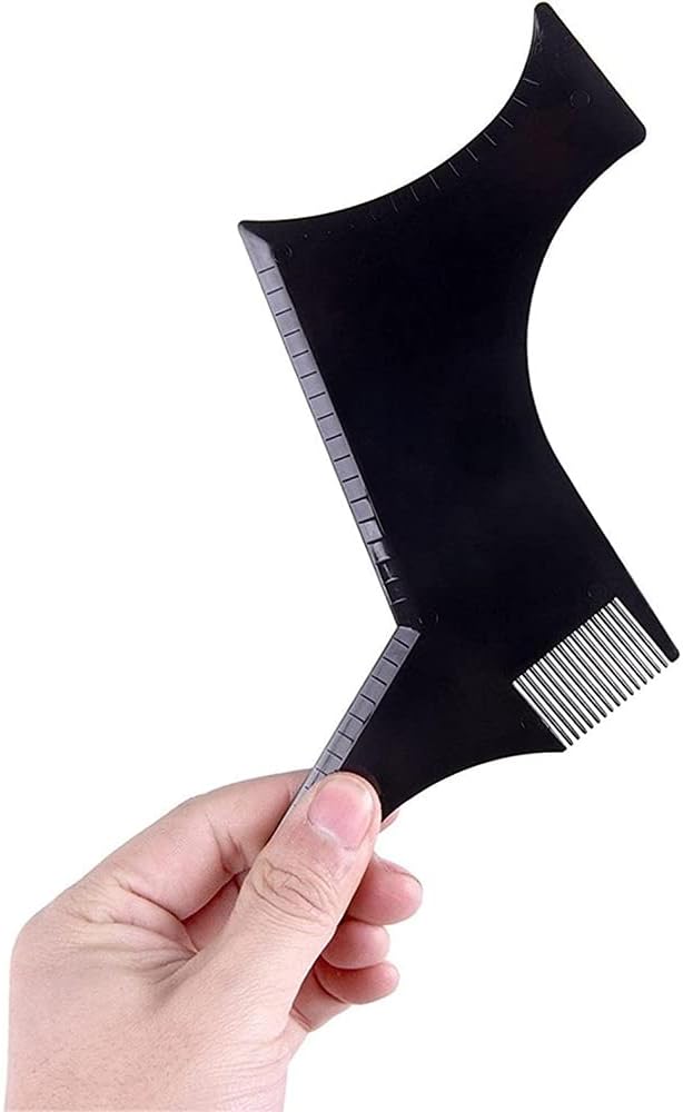 Beard Shaper Beard Shaping Tool & Guide for Men - Curve & Step Cut Edge Template for Trimming Mustache, Goatee, Neckline & Hairstyle - Black