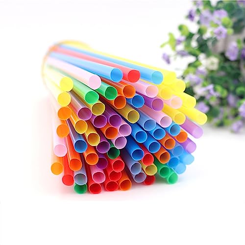 Image of Healeved 200 Pcs Extra Large Smoothie Straws Flat Mouth Drinking Straws Disposable for Parties Bbq Wedding Birthday