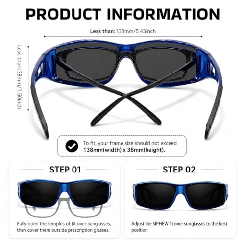 Image of SIPHEW Mirrored Sunglasses Polarized Fit Over Glasses for Men&Women