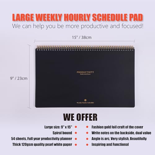 Zerone Centre PRODUCTIVITY-002 Undated Weekly Planner With Hourly Schedule - 54 Sheets Large Desk Appointment Book Is Great For Appointment-Based Jobs Like Real Estate, Personal Training, Photography thumb #1