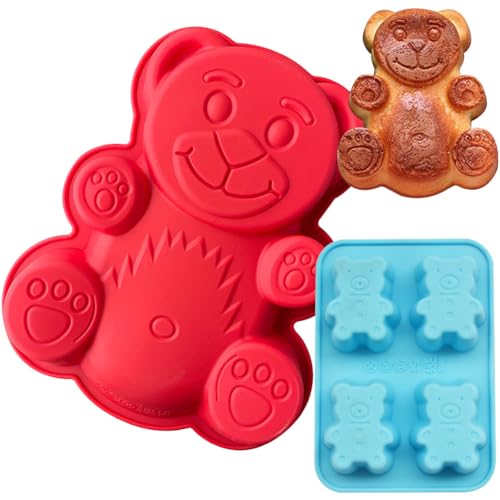HGSHUO Moules en Silicone Ours Moulle Silicone Ours Moules à Gâteaux 3D Moules à Pâtisserie Moule de Cuisson Chocolats Maison Pralines Gaufres Savon...