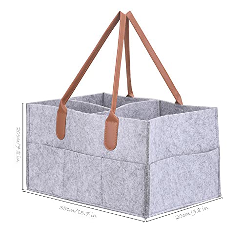 Image of House of Quirk Baby Diaper Organizer, Nursery Storage Basket and Car Organizer for Diapers and Baby Wipes - Grey