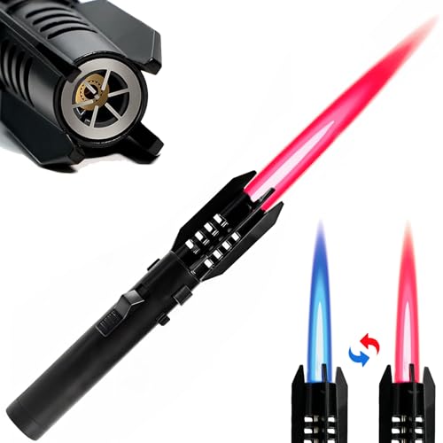 Encendedor de antorcha ZQMW negro con llama ajustable miniatura 1