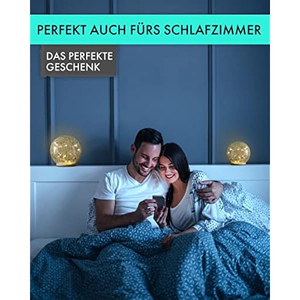 Wenter.S Set di 3 sfere di vetro decorative per soggiorno, luce bianca calda per la casa moderna