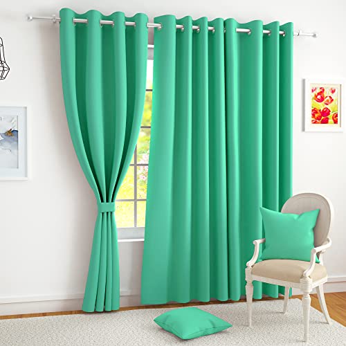 Story@Home 100% True Blackout Door Curtains 7 Feet Set of 2, Teal | Thermal Insulated Room Darkening Blackout Curtains For Living Room, Bedroom (116 X