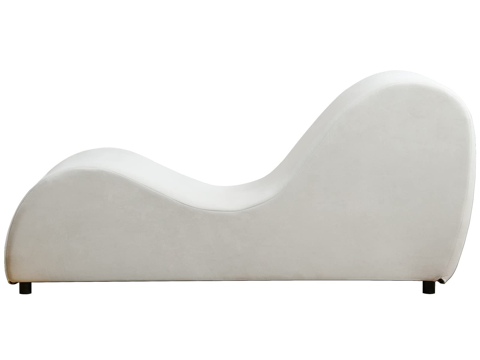 iJuicy Modern Chaise Lounge for Stretching, Relaxation, Meditation - Velvet Material, Curved Design, Suitable for Bedroom, Living Room-: Beige