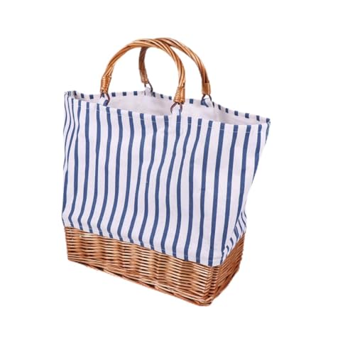 Paquet à main tissé en paille et toile de coton bleu Uonlytech de haute qualité